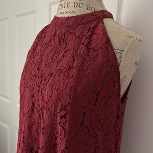 Sophie Rue brand womens Burgundy Lace sleeveless top